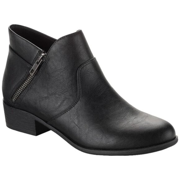 Sun + Stone Adelinee Double Zip Booties Black 5M Memory Foam Block Heel MSRP $69 - Picture 1 of 4